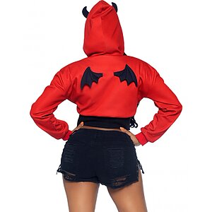 Costum Leg Avenue Devil Cropped Hoodie Roșu S-M
