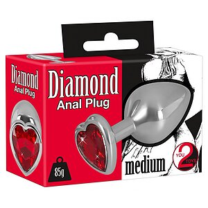 Diamond Anal Plug Medium Argintiu Thumb 5