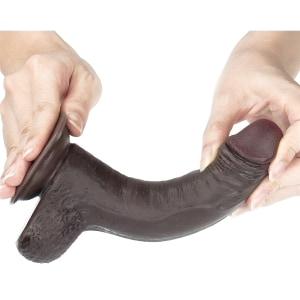 Dildo Sliding Skin Dual Layer cu Testicule și Ventuză