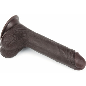Dildo Sliding Skin Dual Layer cu Testicule și Ventuză