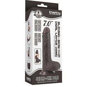 Dildo Sliding Skin Dual Layer cu Testicule și Ventuză