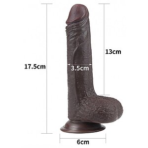 Dildo Sliding Skin Dual Layer cu Testicule și Ventuză