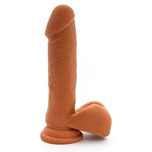 Dildo Realist cu Testicule Dual Density cu Bază Ventuză