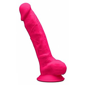 Dildo cu Ventuză și Testicule Roz