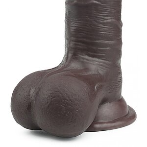 Dildo cu Ventuză Sliding Skin Dual Layer Dong Maro