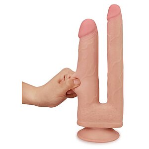 Dildo Dublu Cu Ventuza Skinlike Soft Thumb 2