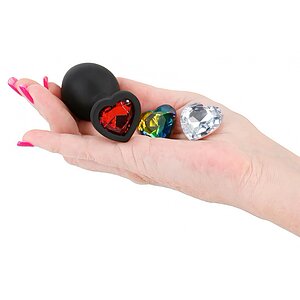 Dop Anal Glams Xchange Heart Medium - silicon 8.1 cm Negru