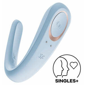 Satisfyer Double Classic Vibrator Cuplu Reîncărcabil Albastru Thumb 3