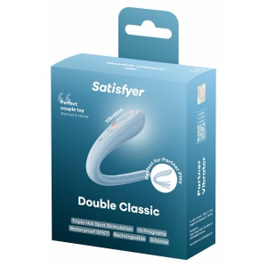 Satisfyer Double Classic Vibrator Cuplu Reîncărcabil Albastru Thumb 4