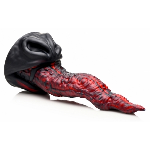 Dragon Tongue — Dildo silicon 24,4 cm, Ventuză Puternică Roșu Thumb 1