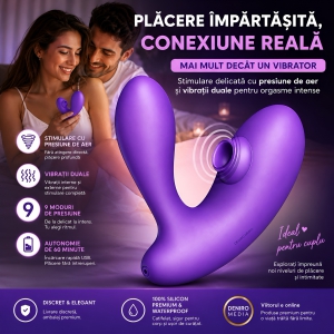 DuoVibe I Vibrator Air Punctul G Mov 9+9 Moduri, Reîncărcabil Thumb 8