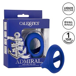 Inel Penis Dual Ring cu Suport pentru Testicule Albastru
