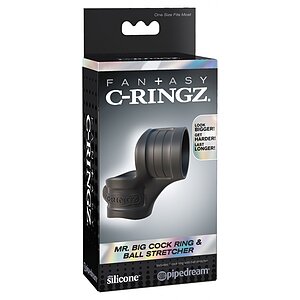 Inel Penis Cu Ball Stretcher Mr. Big Negru Thumb 3