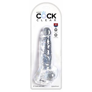 King Penis Clear Dildo Transparent Realistic Cu Testicule Thumb 3