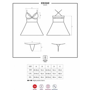 Lenjerie Babydoll Obsessive 838-BAB Rosu S-M Thumb 2