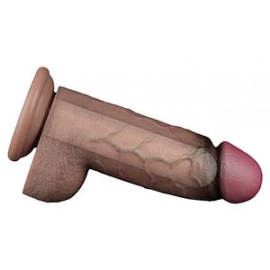 Lovetoy Dildo 25cm Silicon Dublu Strat cu Ventuză Maro