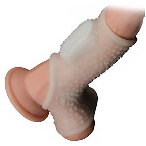 Lovetoy Knights Ring – Inel Vibrant cu Manșon TPE +45% Alb Thumb 2