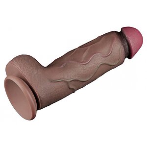 Lovetoy Realist 31cm — Silicon Dublu Strat cu Ventuză Maro Thumb 6