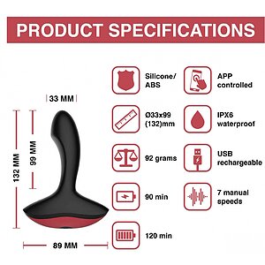 Vibrator Prostatic Solstice cu Control Prin Aplicație Negru