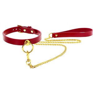 O-Ring Collar And Chain Leash Roșu