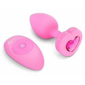 Plug Anal B-Vibe cu Inimă - 15 Moduri, 6 Nivele Roz