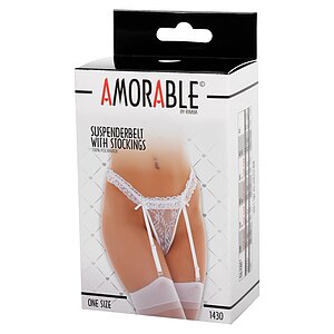 Portjartier Cu Dresuri Amorable Claudia Alb S-L