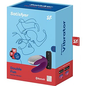 Vibrator Smart Satisfyer Double Fun pentru Cupluri Mov