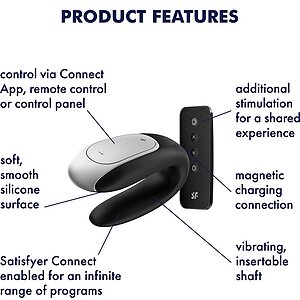 Vibrator Satisfyer Double Fun pentru Cuplu Negru