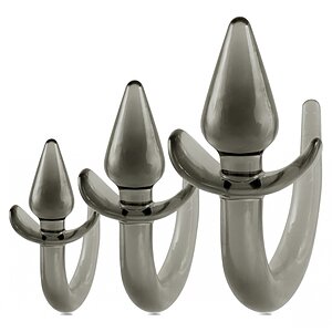 Set 3 în 1 Plug Anal cu Cozi Decorative Gri