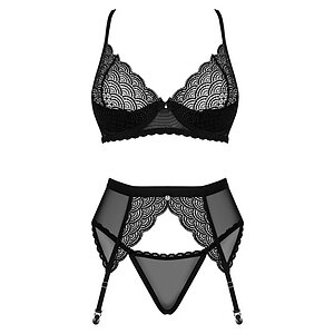 Set 3 Piese Obsessive Chemeris Negru XL-2XL