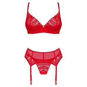 Set Obsessive Ingridia 3 Piese Roșu XL-2XL