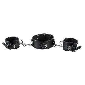 Set Zgardă Și Cătușe Mâini Zado Negru