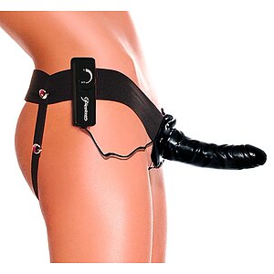 Strap On Vibrații Hollow For Him Or Her Negru