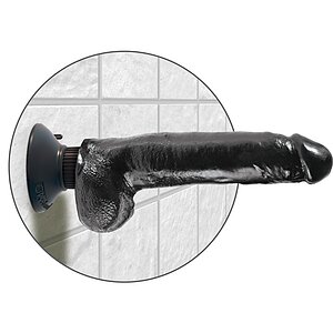 Vibrator Penis Cu Vene 23cm Negru Thumb 4
