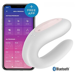 Vibrator Satisfyer Double Joy pentru Cupluri Alb