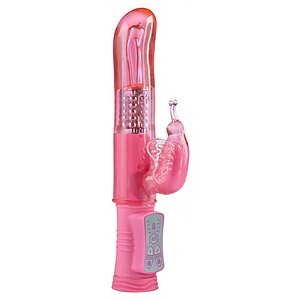 Vibrator Rabbit Happy Hugging Butterfly cu Mărgele Rotative
