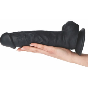 XXL 27,5 cm Dildo Realist Din Silicon Medical, Ventuză Puternică Negru Thumb 4