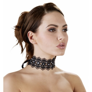 Zgardă Choker Rhinestones Negru Thumb 1