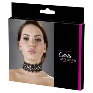 Zgardă Choker Rhinestones Negru Thumb 4