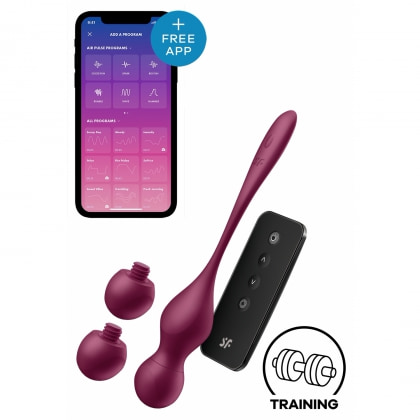 Satisfyer Love Birds Vary Set Kegel Reîncărcabil 3 Greutăți Vișiniu