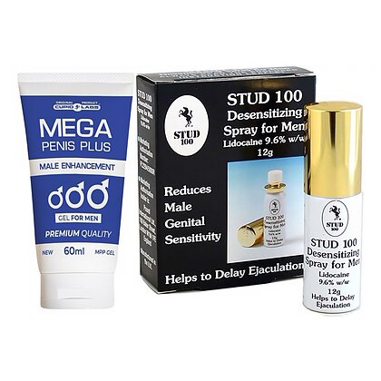 Pachet Spray Stud 100 Original Și Gel Mărire Penis Mega Penis Plus 65ml