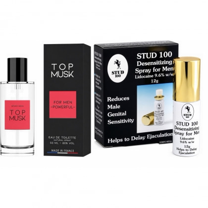 Pachet Spray Stud 100 Original + Parfum Feromoni Top Musk 75ml
