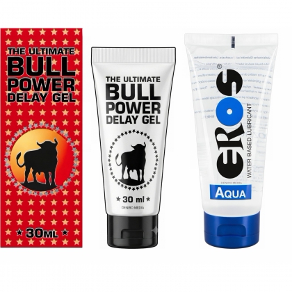 Pachet Lubrifiant Eros Aqua + Gel Ejaculare Prematură Bull Power Delay 30ml