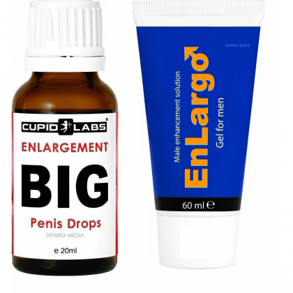 Pachet Picături Big Penis Drops 20ml + Cremă Mărirea Penisului Enlargo 100ml