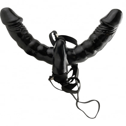 Strap-On Cu Vibrații Double Delight Negru