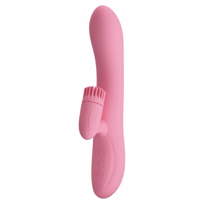 Rabbit Chris Rotativ Reîncărcabil cu Limbă și Braț Pentru Clitoris Roz