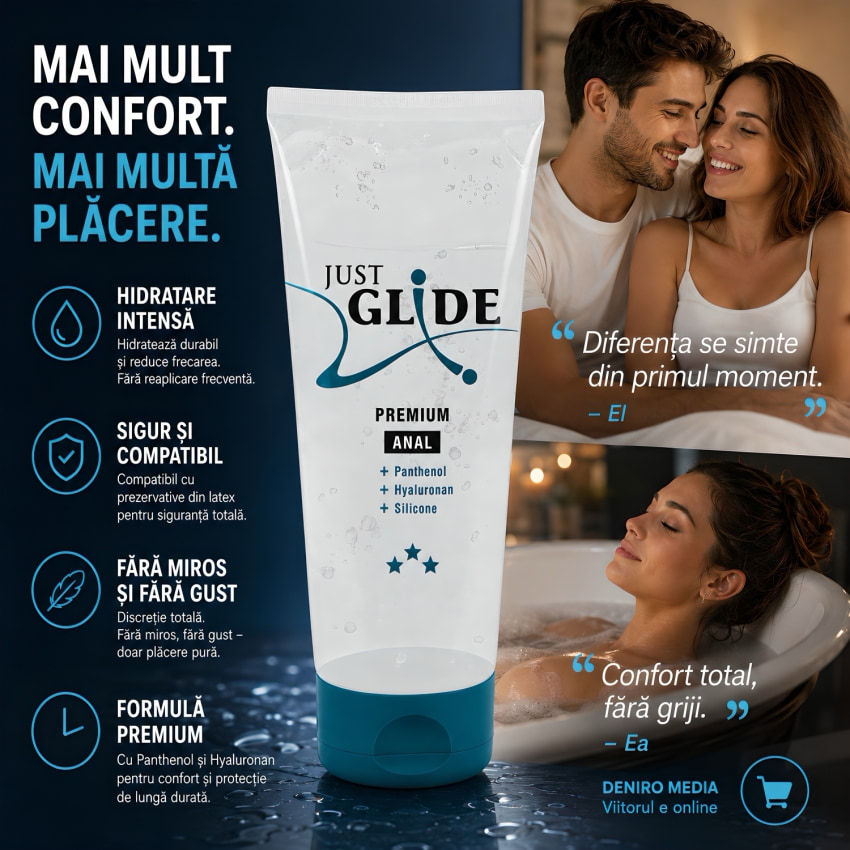 Lubrifiant Anal Just Glide Premium cu Pantenol 200 ml