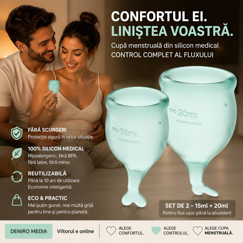 Set 2 buc Satisfyer - Feel Secure Menstrual Cup Dark Green