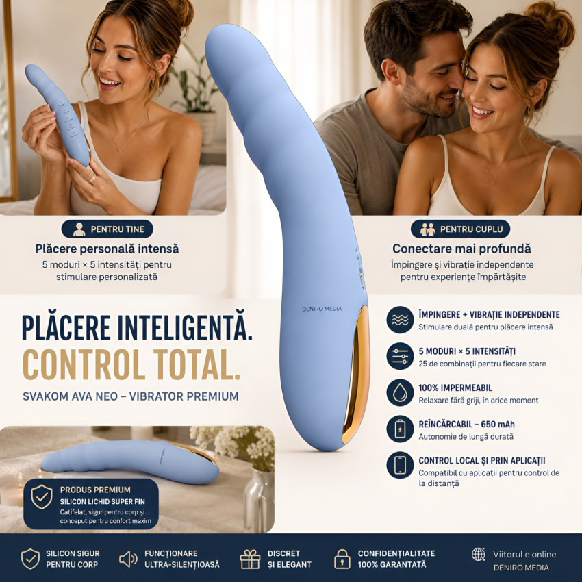 Svakom Ava Neo, Vibrator cu Împingere 5x5, Reîncărcabil Albastru